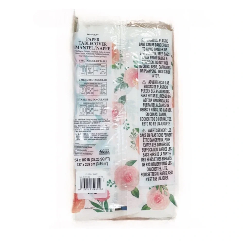 AMSCAN Floral Paper Tablecover